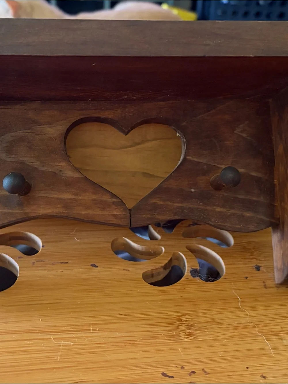 Wooden Heart Cut Out Shelf Accent Wall  - Brown